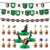 American Football Party Birthday Decoration Super Bowl Football Flag Latte Honeycomb Ornament Set
