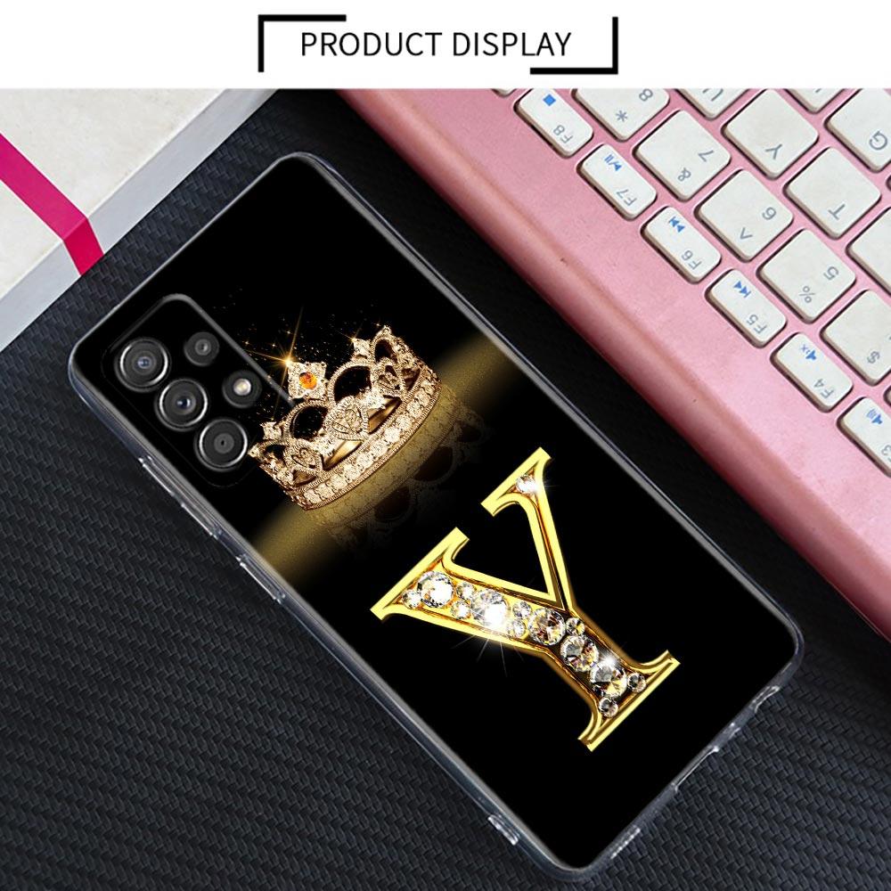Алмазная Корона Инициалы Буква N T Z P Чехол Для Samsung Galaxy A55 A35 A06 A52 5G A53 A72 A53 A15 A51 A33 A32 A41 A23 Чехол для Телефона