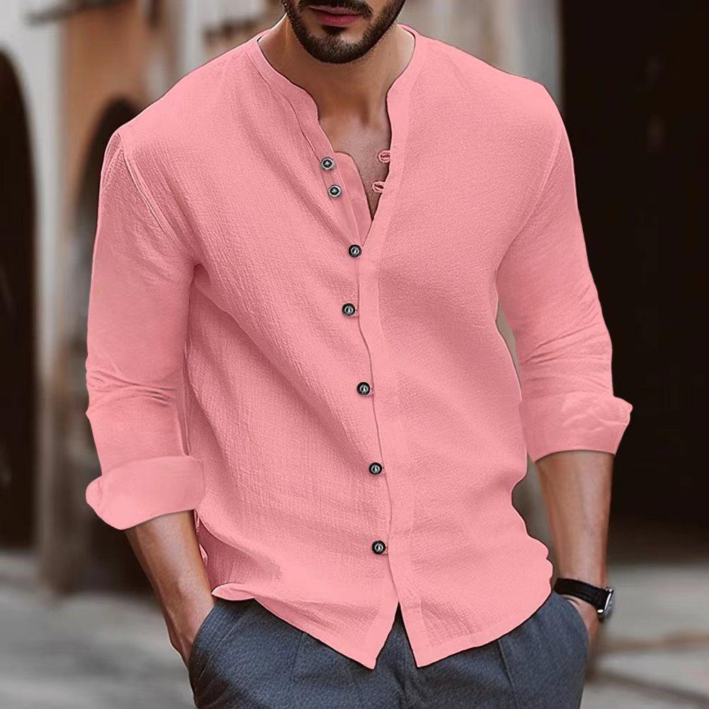 Hot Sale Hawaiian Fashion Men's Retro Button Cotton and Linen Casual Short Sleeve Shirt Pure Cotton