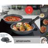 ARTHUR MARTIN AM521GM Cookware Set of 3 Frying Pans - Matt Grey 20-24-28 Cm + 1 Removable Handle - All Hobs Including Induction