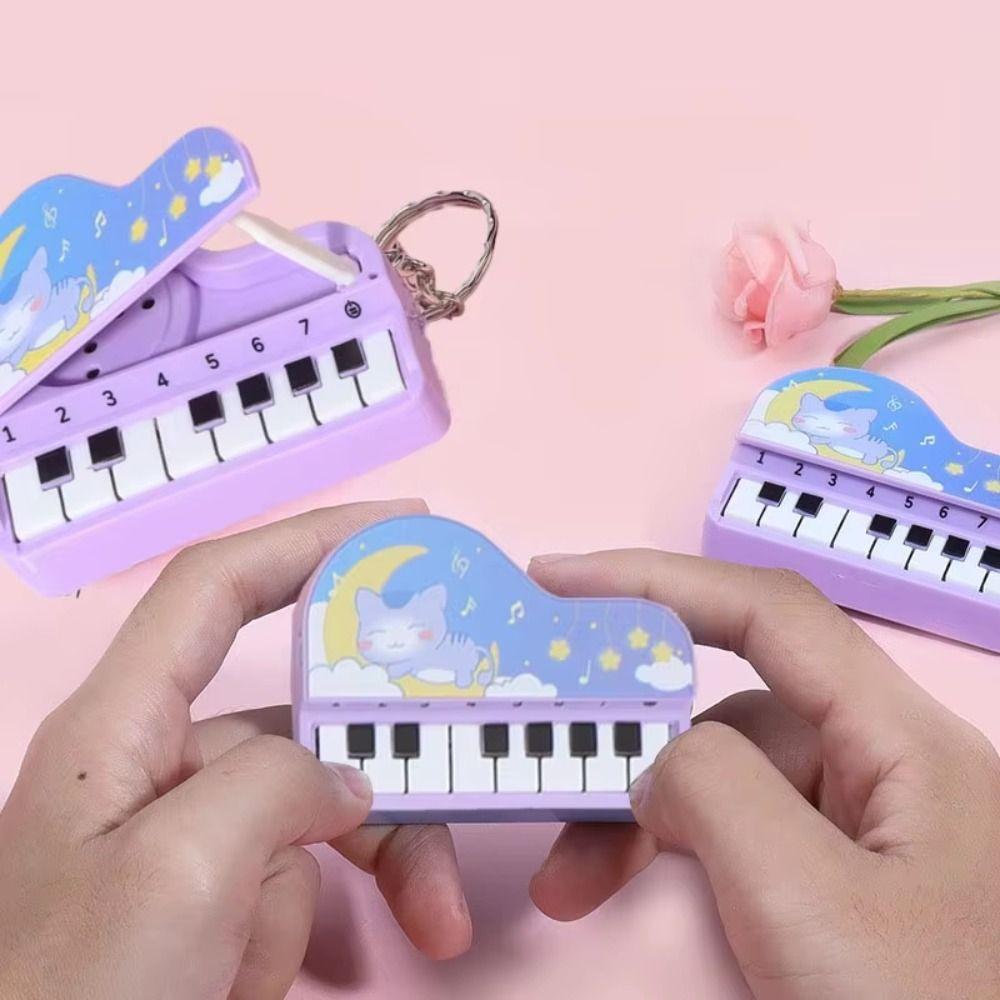 Cartoon Pattern Piano Keychain Toy Playable Keys Keyboard Keychain Party Favors