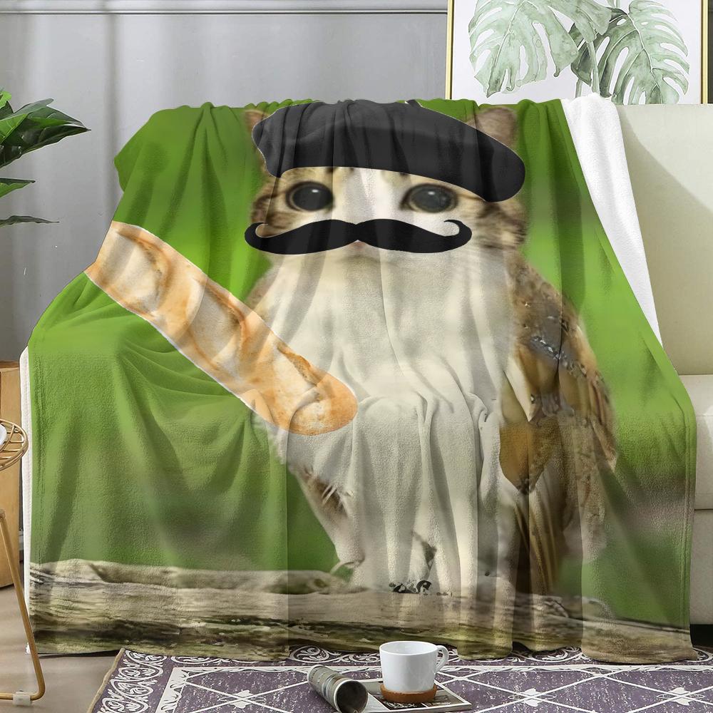 GUOYU Blanket Internet Meowl Cat Owl Meme Throw Soft Flannel Throw Summer Blanket Lightweight Cozy Nap Blanket for Sofa Bed Travel