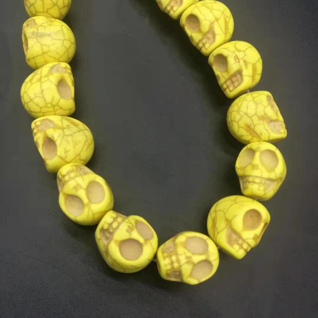 DIY Skull Shape 15*18 mm Howlite Dyed Stone Mix-color Turquoise Carved Skull Shape Loose Beads ,For DIY Jewelry Making