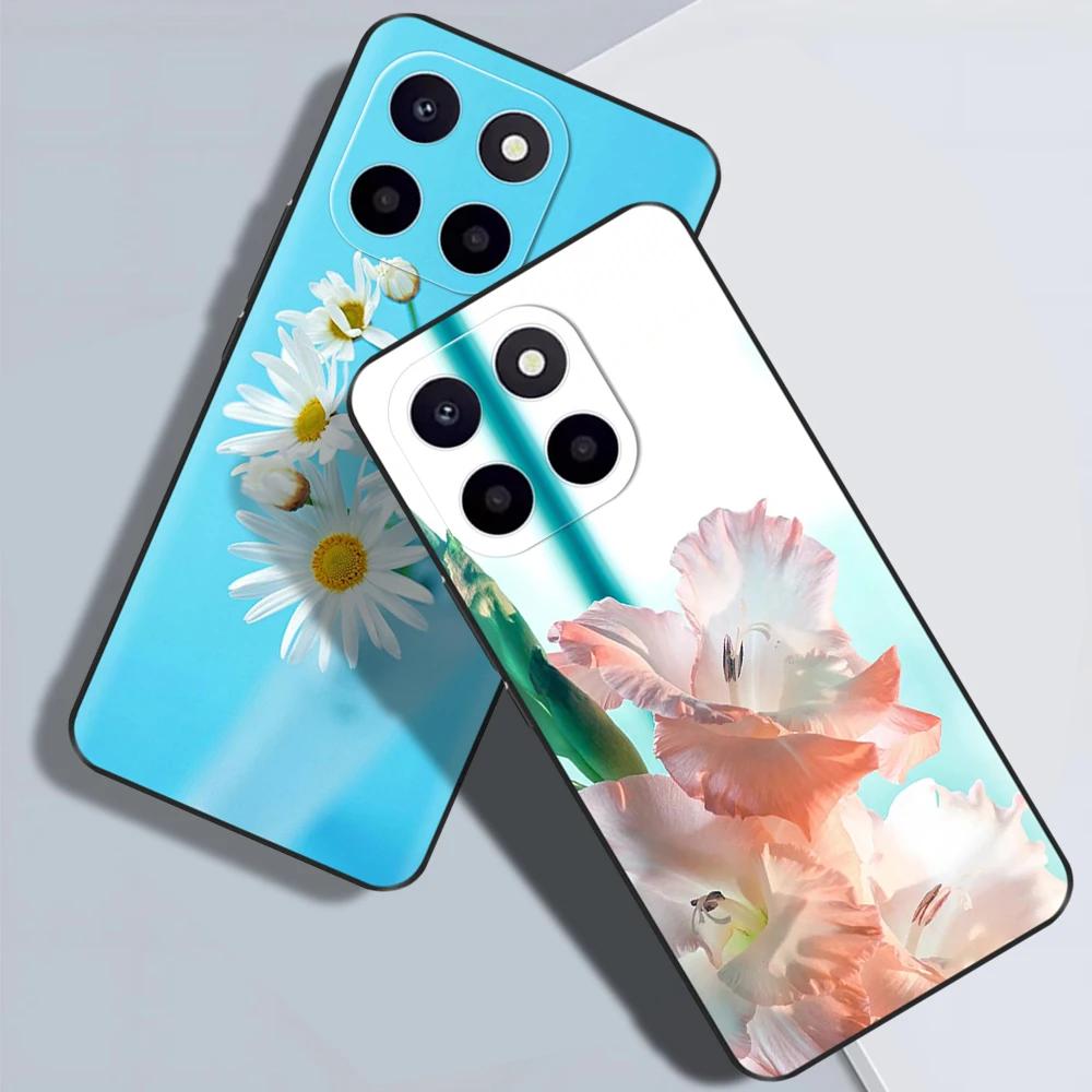 Чехол для Honor X6c Милый ТПУ Силиконовый Чехол для Телефона Для Honor X6c Задняя Крышка HonorX6c X 6C С Принтом Цветов Мягкий Силикон Coque Fundas