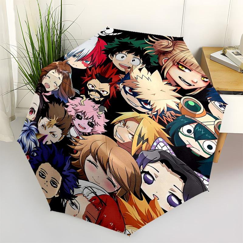 1pc My Hero Academia Characters Outdoor Umbrella - Automatic Opening/Closing, Portable 3-Fold Design, 8-Rib Iron Frame - Perfect Gift for Fans, T