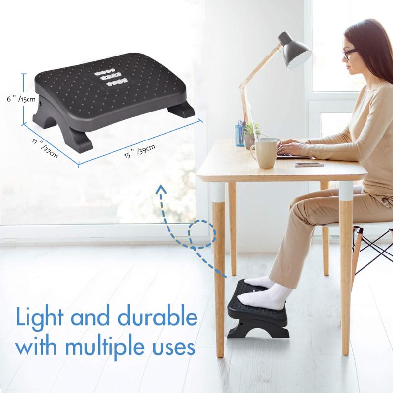 Подставка для ног под стол, эргономичный табурет для ног с массажными роликами, максимальная нагрузка 120 фунтов, подставка для ног для стола, облегчение боли для работы в домашнем офисе