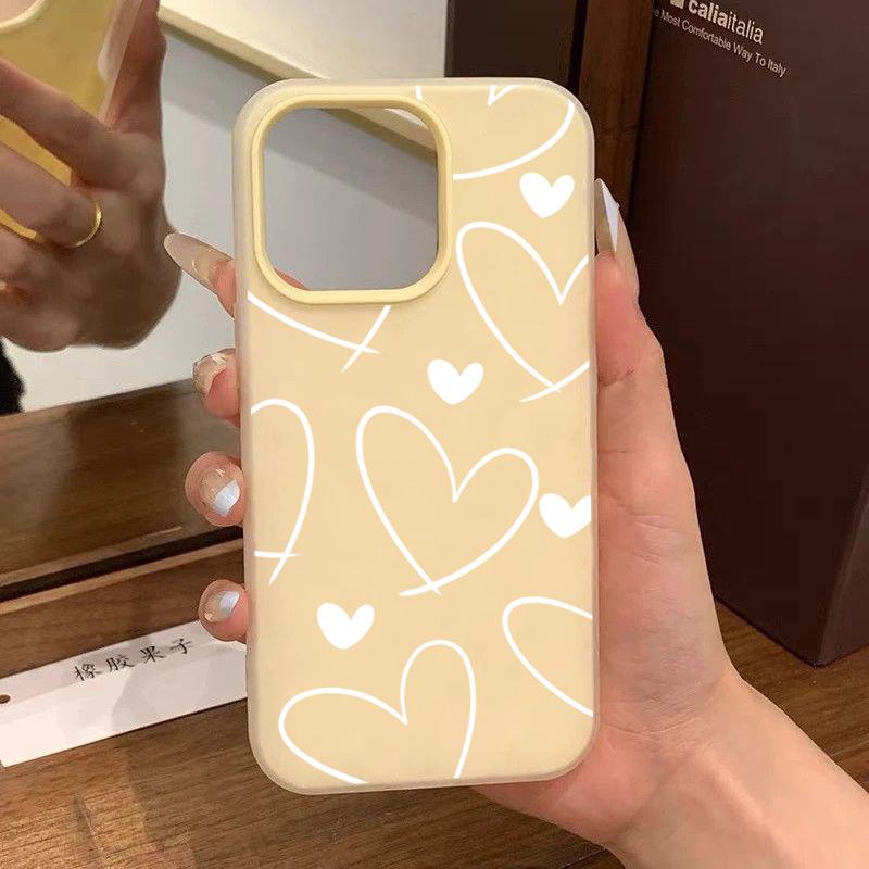 Стильный белый чехол-сердечко для телефона Samsung Galaxy A06 A55 A56 A07 A17 S25 S24 FE S23 Ultra Plus S22 2-в-1 матовый