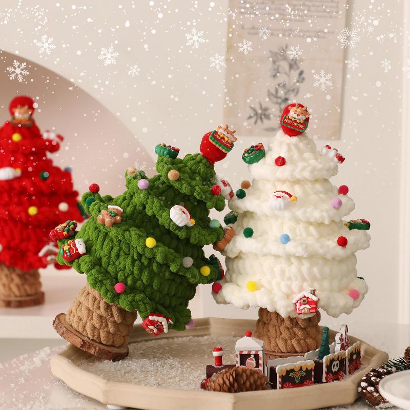 Ручная вязка Рождественские елки Рукоделие Вязание крючком DIY Материал Набор Креативный крючок Пряжа для вязания Рождественский декор для дома Теплые подарки