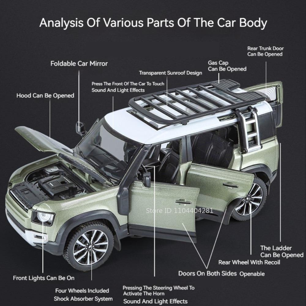 1:24 Land Rover Defender Range Rover Sv Сплав Литой Модель Машины Игрушки 6 Открывающихся Дверей Звук Свет Инерционные Машинки Для Мальчиков Подарок