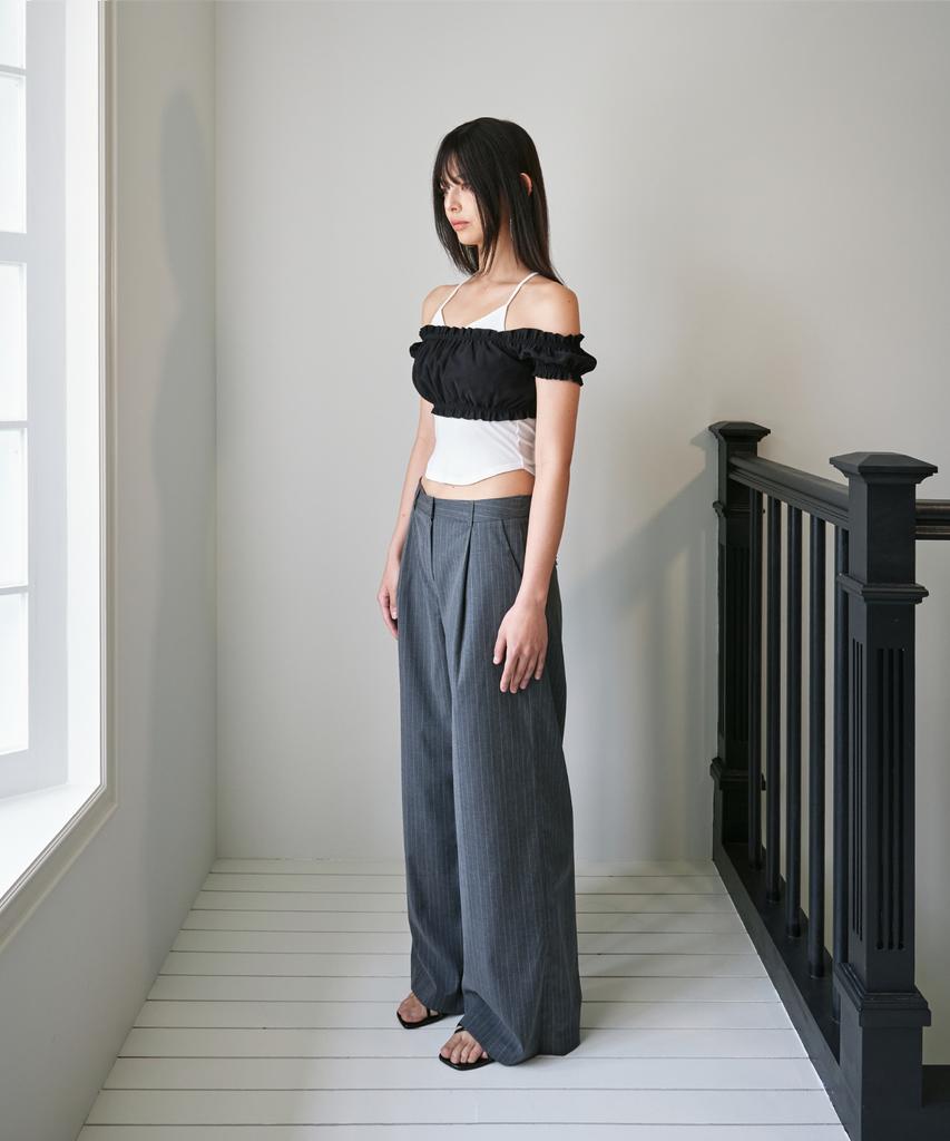 FOUR YOUNG Mid-Rise Summer Slacks Pinstripe