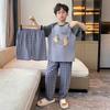 Boys Cotton Pajama Set Short Sleeve Lounge Wear 3-Piece Sleepwear Kids Ages 8