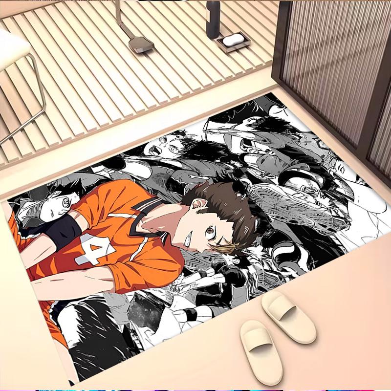 Haikyu Print Rug, Washable Floor Carpet, For Entryway Dorm Laundry Room Office Study, Home Decor Birthday Christmas Gift