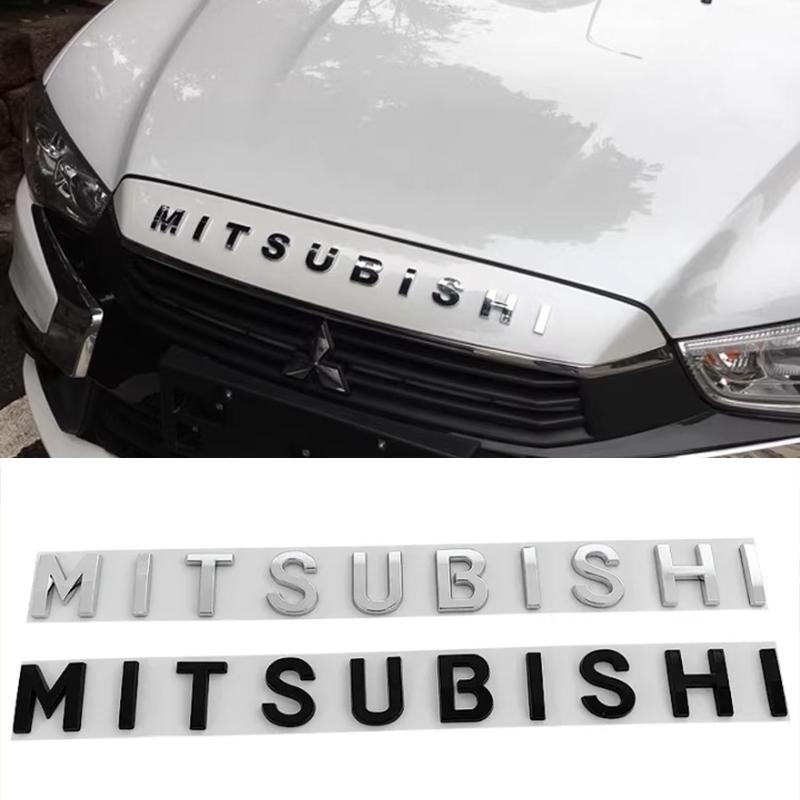 Car Head Hood Letter Logo Words Emblem Decals Sticker For Mitsubishi Outlander ASX Eclipse Cross Pajero Lancer EVO Delica Triton