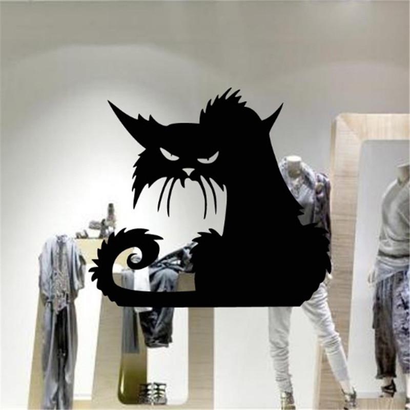Cute Removable 3D Cats Sticker Black Cats Wall Stickers Window Sticker Halloween Decorations