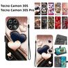 Чехол-книжка из искусственной кожи ручной работы для Tecno Camon 30S / Camon 30S Pro, противоскользящий, противоударный чехол с ремешком на запястье и дизайном в виде сердца/розы/кошки