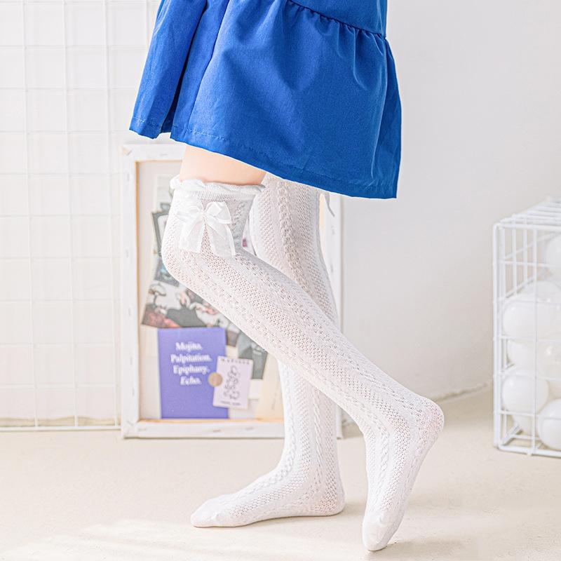 Летние носки выше колена для девочек, детские сетчатые дышащие длинные носки в японском стиле для принцессы