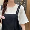 Dimanaf 2025 Summer Plus Size Dress Women Loose Casual Dress Basic Vintage Short Sleeve Elegant Long Fake Two-Piece Dress