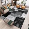Luxury Distressed Checkered Area Rug Black Grey Wood Grain Print Non-Slip Absorbent Washable Soft Carpet