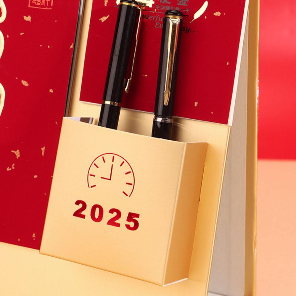Chinese Traditional Year of The Snake Calendar Red Hot Stamping Daily Planner Calendar Office