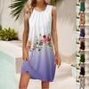 Женские летние повседневные платья без рукавов с принтом и U-образным вырезом