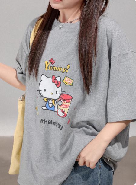 Лето 2026 Sanrio Комикс Форма Hello Kitty Изображение 100% Хлопок Повседневная Футболка Девочки Родитель-Ребенок Топ Повседневная Одежда Y2k