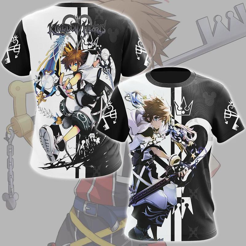 Аниме Игра Kingdom Hearts Косплей Футболки 3D Печать Унисекс Футболка Мужчины Женщины Короткий Рукав Футболка Харадзюку Оверсайз Мужской Мультяшный Топ