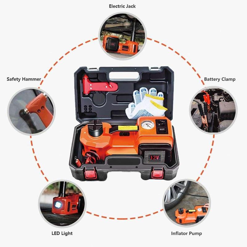 Household DC12V 5T 2 in 1 Electric Hydraulic Car Jack Easy-Operate Emergency Tool with Air Pump to Lift Car