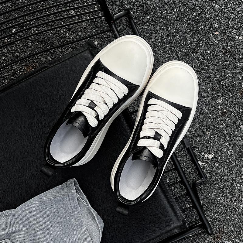 Fashion Fashion Mens Genuine Leather Thick Bottom Board Shoes Classics Casual Leather Slip on Outdoor Driving Sneaker Vulcanized Shoes