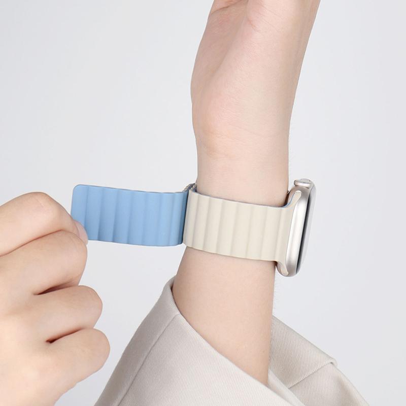 Простой силиконовый ремешок для часов Apple Watch Ultra 9 8 7 49 мм 45 мм 41 мм Силиконовый ремешок с магнитной застежкой для часов iWatch 6 5 4 SE 44 мм 40 мм 42 мм