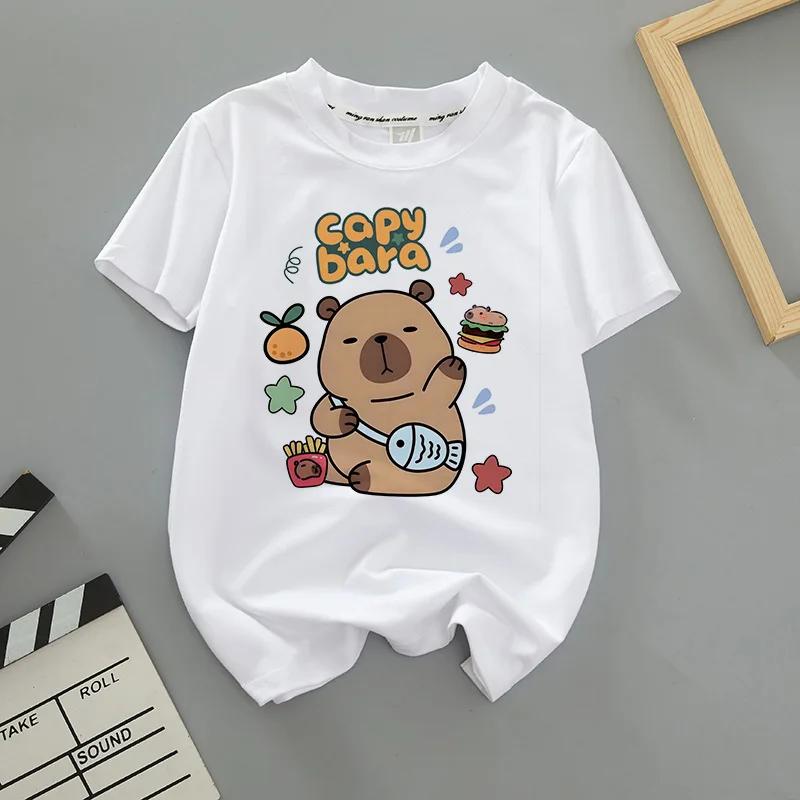 2026 New Cartoon Capybara Summer Children's Wear Short-sleeved Capybara Round-neck Parent-child T-shirt