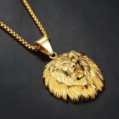 Новый Стиль Животное Длинная Шерсть Лев Голова Кулон Ожерелье для Мужчин Мода Скользящий Животное Подвеска Ожерелье Цепочки на Шею Аксессуары