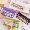 Large Capacity Pen Case Transparent PVC Storage Organizer New Zipper Pouch  Students