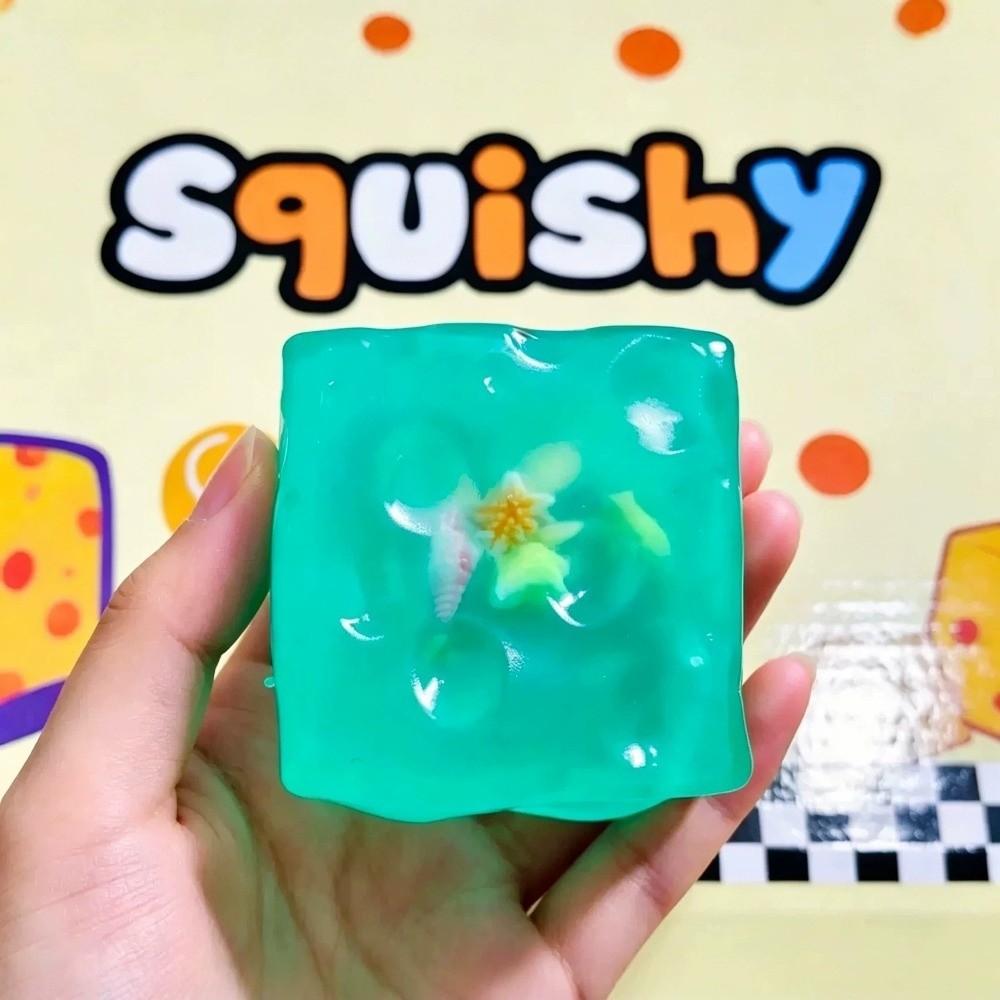 Ocean Theme Cat Paw Squishy Toy Moldable Cheese Fidget Toy Cheese Squeezed Cube Office Desk Toy