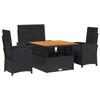 VidaXL Ensemble à Manger de Jardin avec Coussins 4 pcs, Table de Terrasse, Meubles de Patio, Mobilier d'Extérieur, Noir 3277333