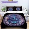 Cybernetic Fish Tech Mandala Pattern Bedding,Quilt Set Quilt Cover Pillowcase Home Birthday Gift (1 * duvet cover + 2 * pillowcase, without core)