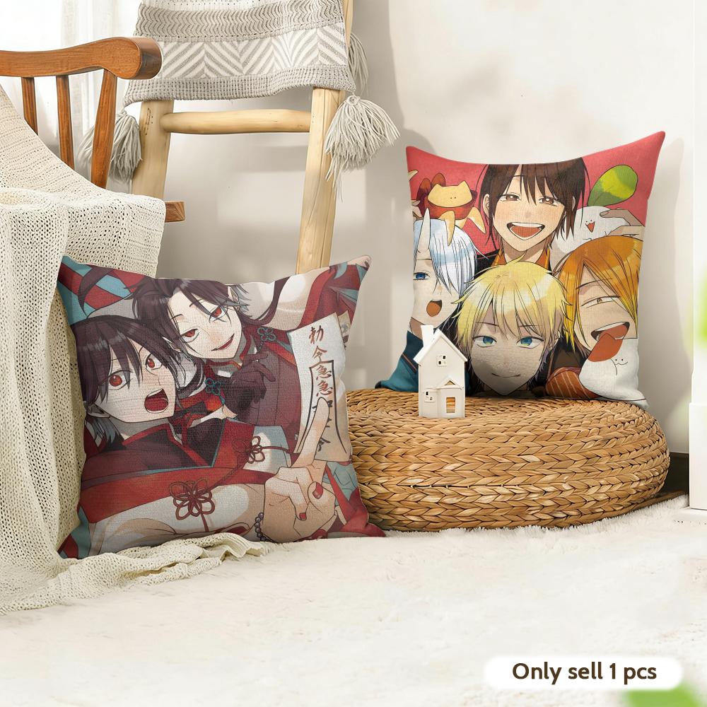 YYOUKAI GAKKOU NO SENSEI Cushion Cover Natural Linen Organic Fabric DoubleSided Printing Couch Pillow Covers Home Decor