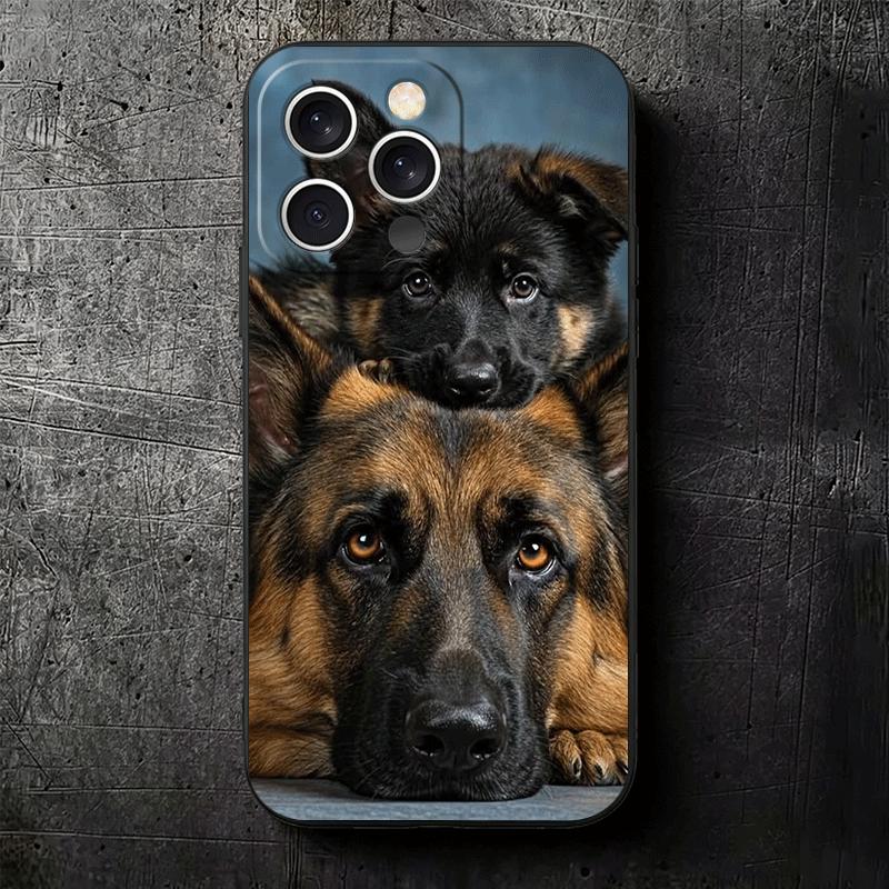 Мягкий чехол для телефона с изображением немецкой овчарки для iPhone 16 16E 17 Air 15 Pro Max 14 Plus 13 Mini 11 12 7 Черная задняя крышка