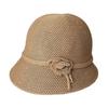 Spring and summer breathable knitted bucket hat ladies handmade flower decoration showing washbasin hat versatile sun hat
