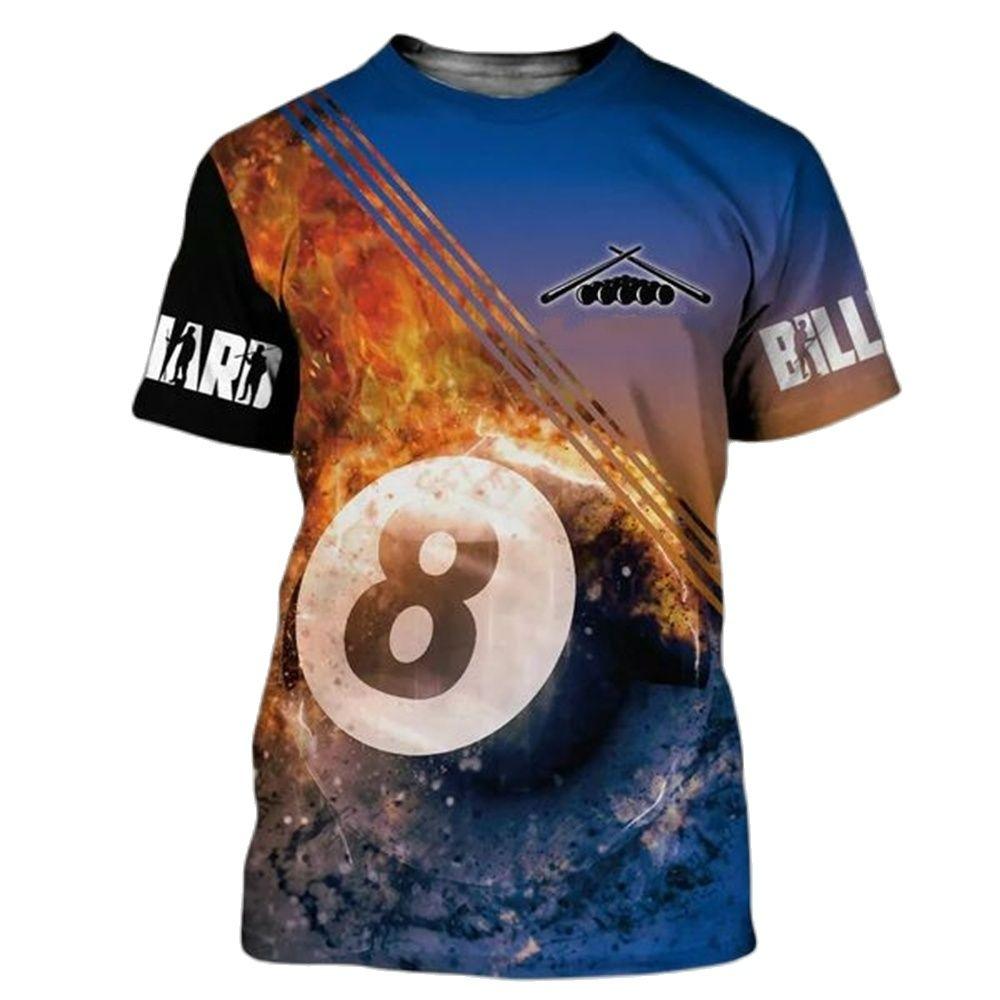 Funny Billiards 3D Printed Summer Fashion Simple Men's And Women's Casual Sports Daily New Round Neck Short Sleeve T-shirt Tops