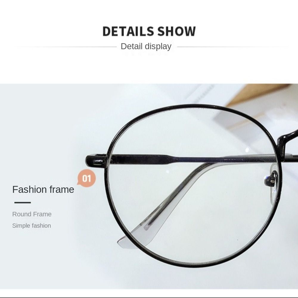 Защита глаз Круглые очки Сверхлегкая оправа Очки Классические очки с защитой от синего света Офис