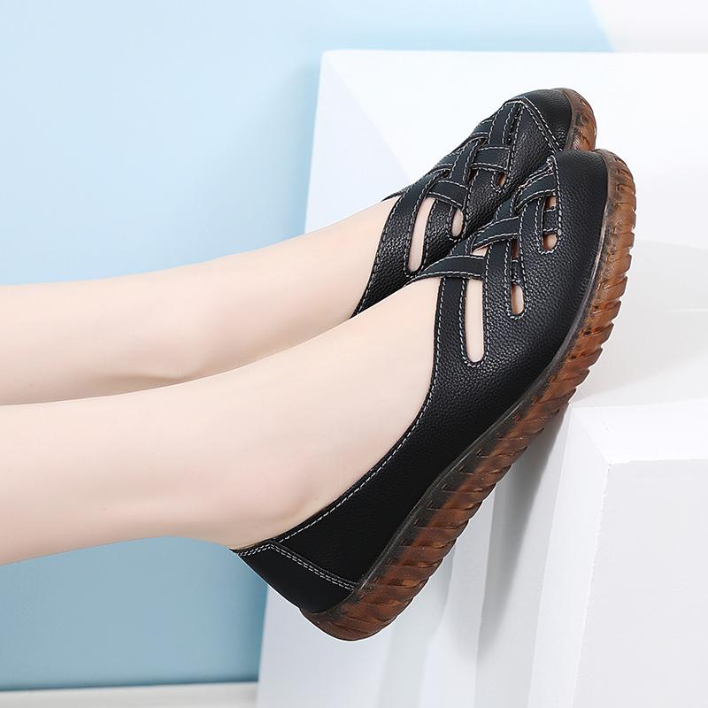 Женская обувь на плоской подошве 2025 Новая дышащая кожаная обувь для женщин Лоферы Мягкая кожаная обувь на плоской подошве Женская повседневная Zapatos Para Mujeres