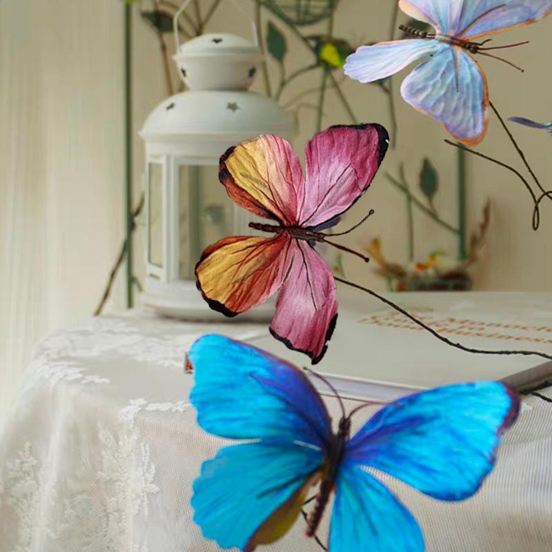10PC DIY Decor Weddings Home Garden Accents 3D Printed Artificial Butterflies PVC