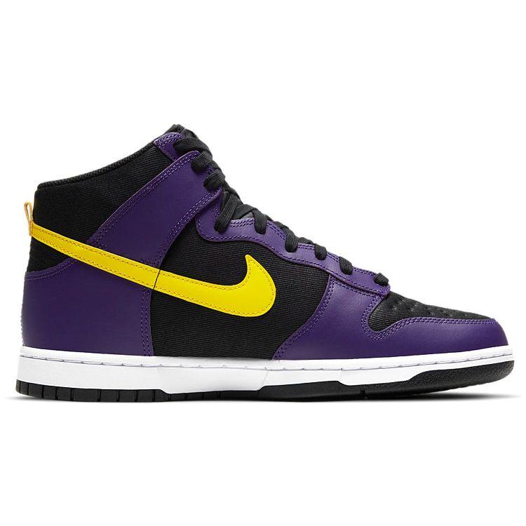 Nike Мужские кроссовки Dunk High Premium EMB Lakers фиолетово-черные Opti-Yellow DH0642-001