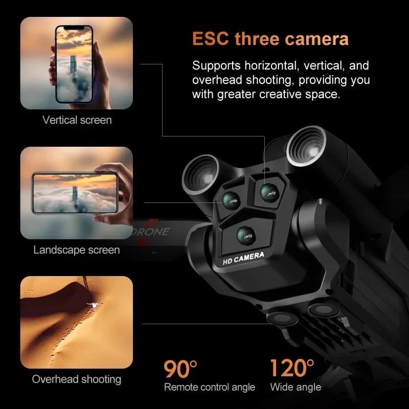 Новый K9Max Rc Drone Professional 8K Трехкамерный ESC Широкоугольный оптический позиционирование потока Четырехсторонний Квадрокоптер для предотвращения препятствий Игрушка в подарок