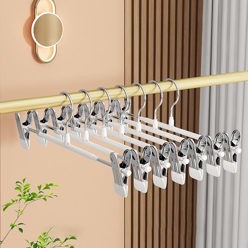 Windproof Metal Hanger For Clothes Home Pants Coat Non-Slip Drying Hangers With Adjustable Clips Closets Storage Organizer