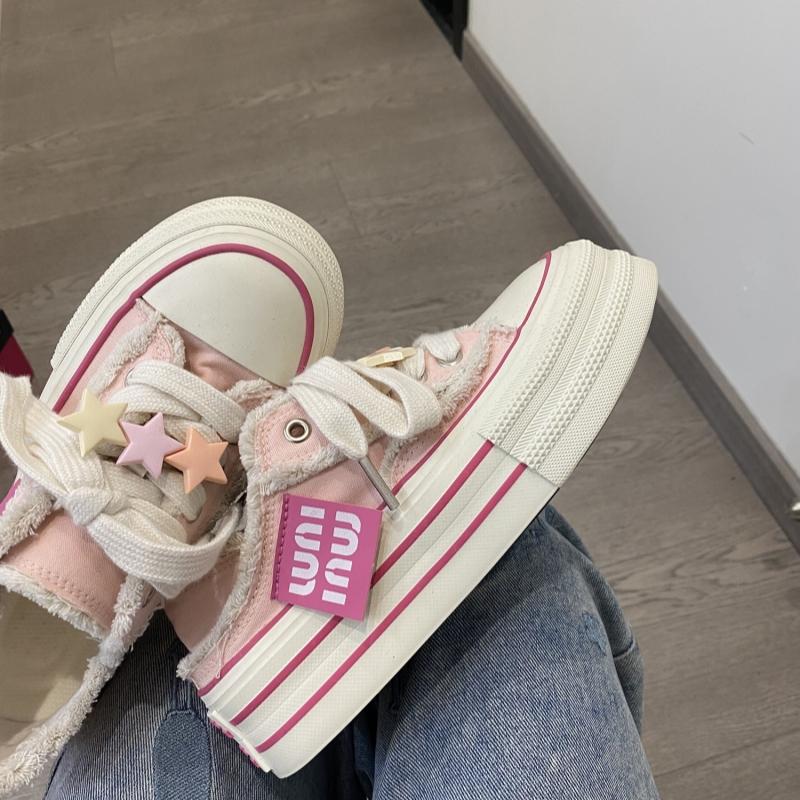 Женские парусиновые туфли на платформе, кроссовки, новые Ins Tide, корейская версия, повседневная обувь, женские белые туфли, шнуровка, скейтборд Trafza