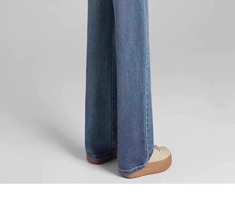 Женские джинсы 2025 года для похудения с высокой талией и широкими штанинами - Весенне-осенняя модель, маленький размер, свободный прямой стиль