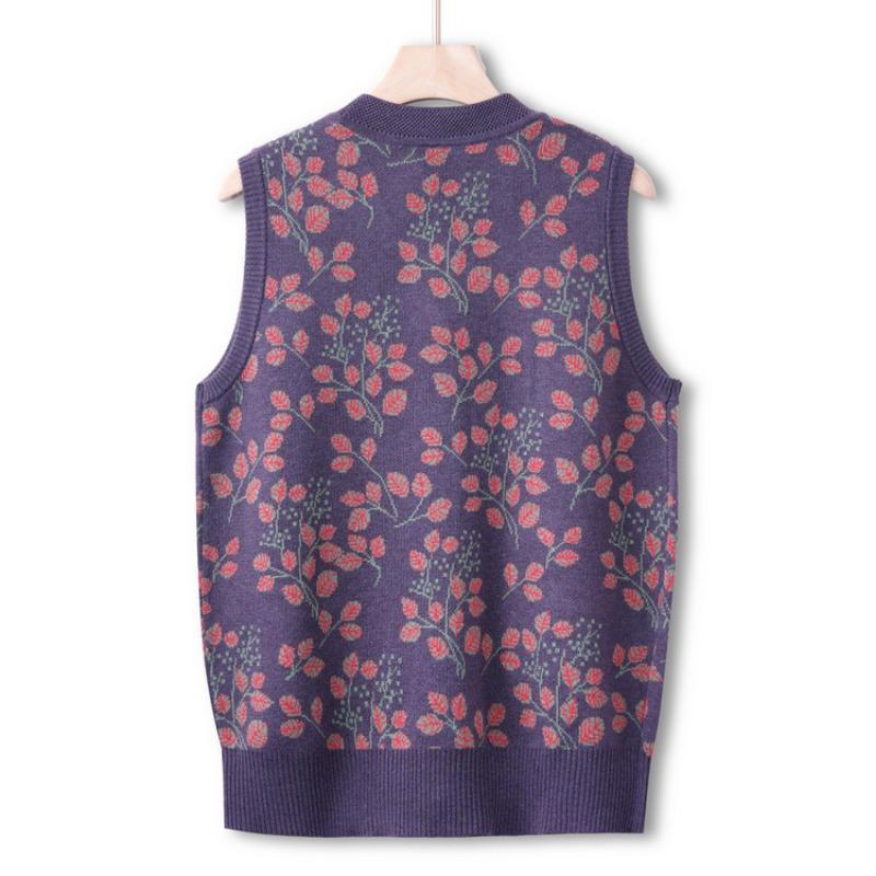 Mom Autumn Vest Knitted Sweater Grandma Wear Autumn Coat Sweater Cardigan Middle Elderly Women's High-end Sweater