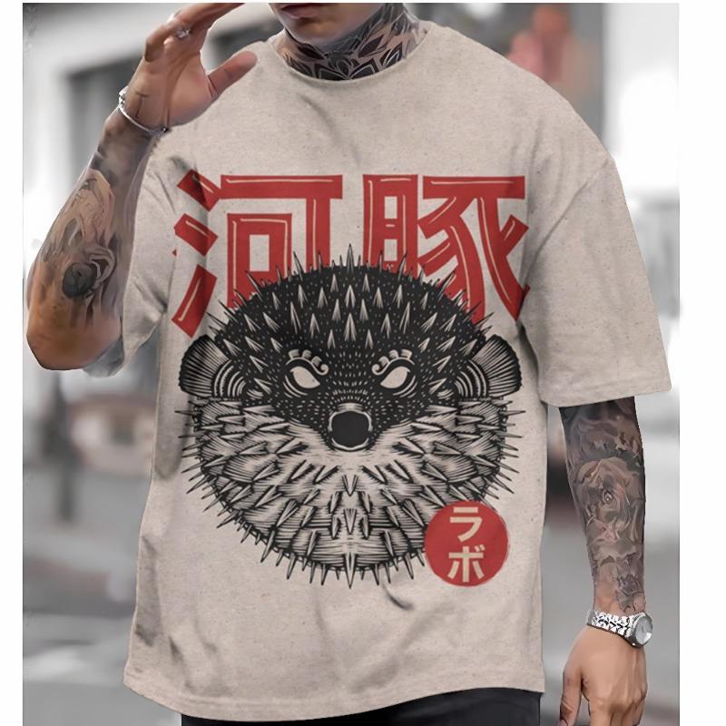 Футболка в японском стиле для мужчин Футболки с графикой Ukiyo-e Футболки с 3D-принтом Футболки с коротким рукавом Мужская одежда больших размеров Топы Лето