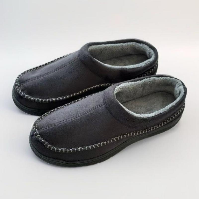 Men Slippers Winter Indoor Memory Warm House Shoes Suede Sewing Casual Slipper Indoor Outdoor